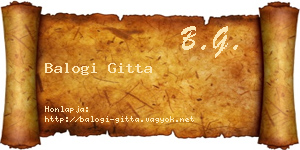 Balogi Gitta névjegykártya